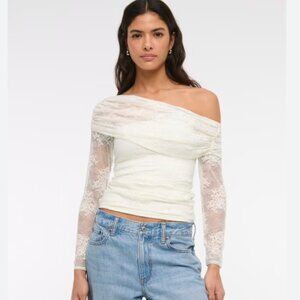 Abercrombie & Fitch Asymmetrical Foldover Lace Top